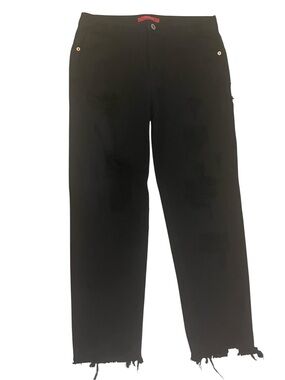 Caffeine Black Button Fly Jeans Size Small Cotton Distressed Frayed
